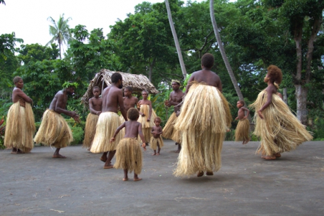 VANUATU - CULTURE - VOLCANO Custom's dances at the foot of the YASUR volcano on the TANNA island. A real ceremony given to the god ‟VOLCANO‟. Total dumping with the population nivane of a small traditional village.
Photo taken during an Expedition on the active volcanoes of VANUATU with a Vulcanologist of the team of VOLCANODISCOVERY.
© Photo Yashmin CHEBLI